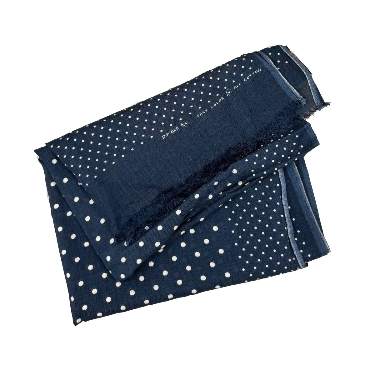 Foulard RRL Ralph Lauren bleu indigo à pois blancs - Le Beau Gustave