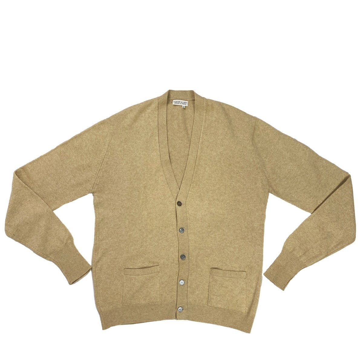 Gilet Hilditch & Key beige en cachemire - Le Beau Gustave