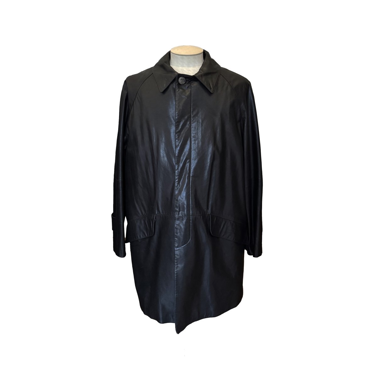 Manteau Christian Dior en cuir noir avec gilet amovible en fourrure - Le Beau Gustave