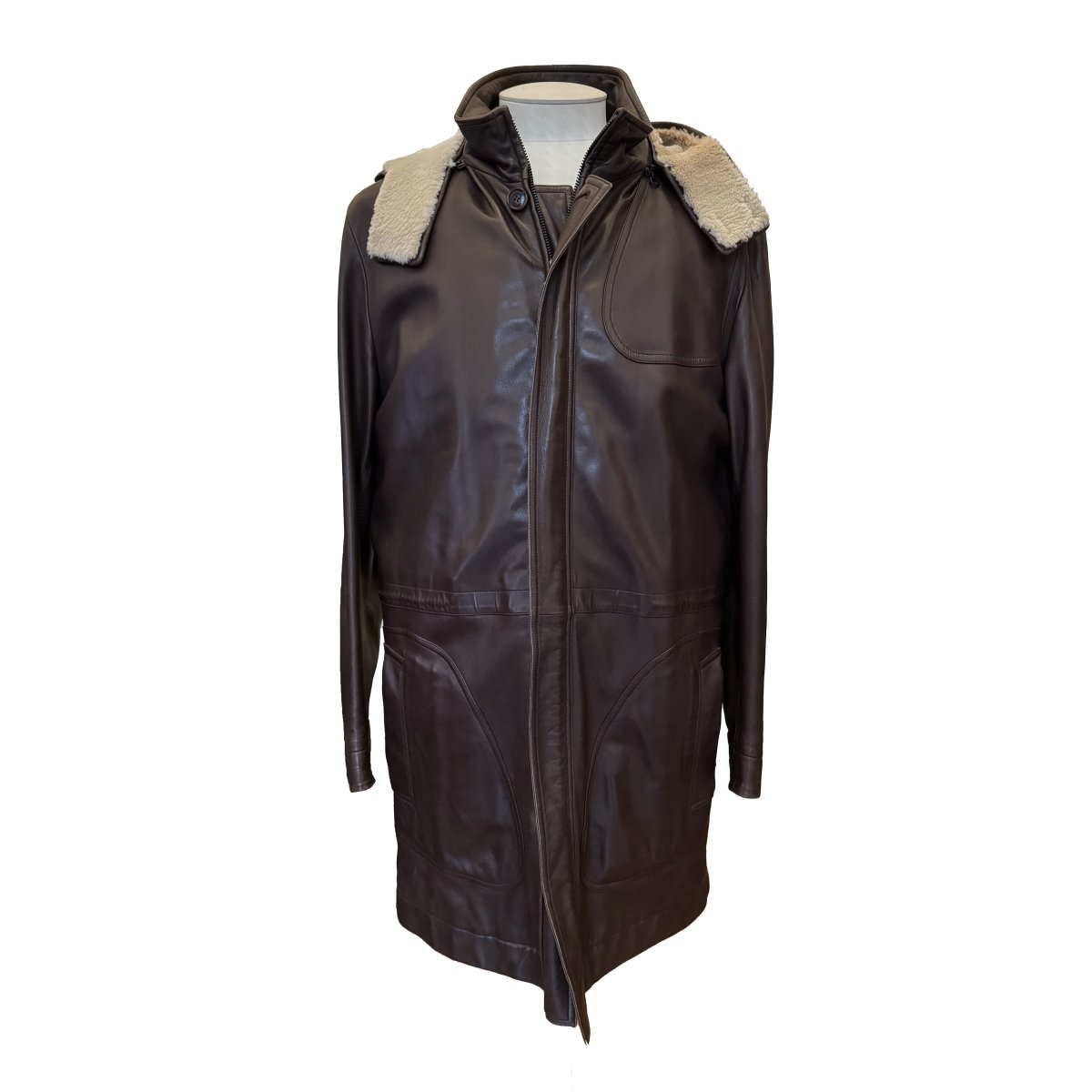Manteau Séraphin en cuir d'agneau marron - Le Beau Gustave