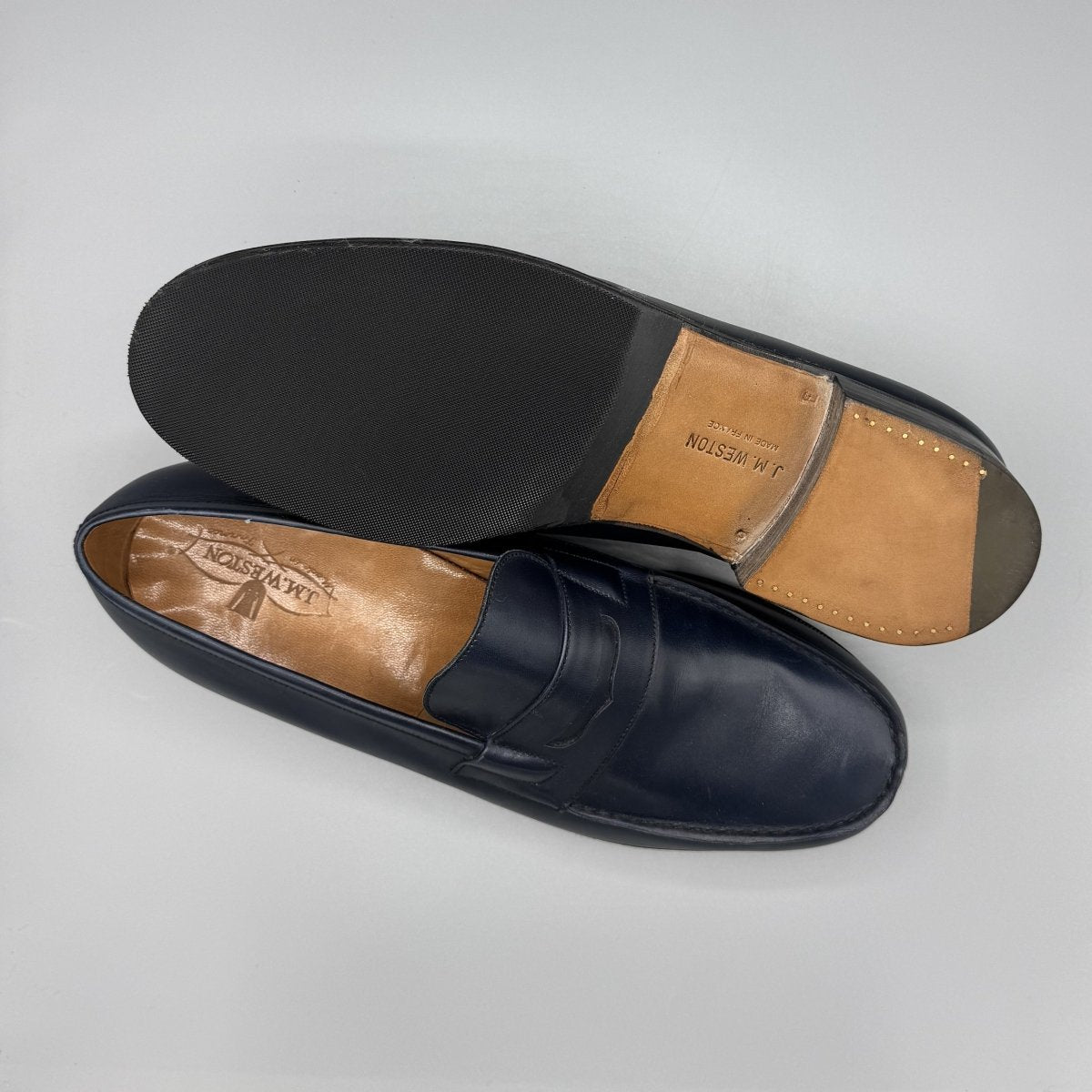 Mocassins J.M. Weston 180 bleu marine - Le Beau Gustave