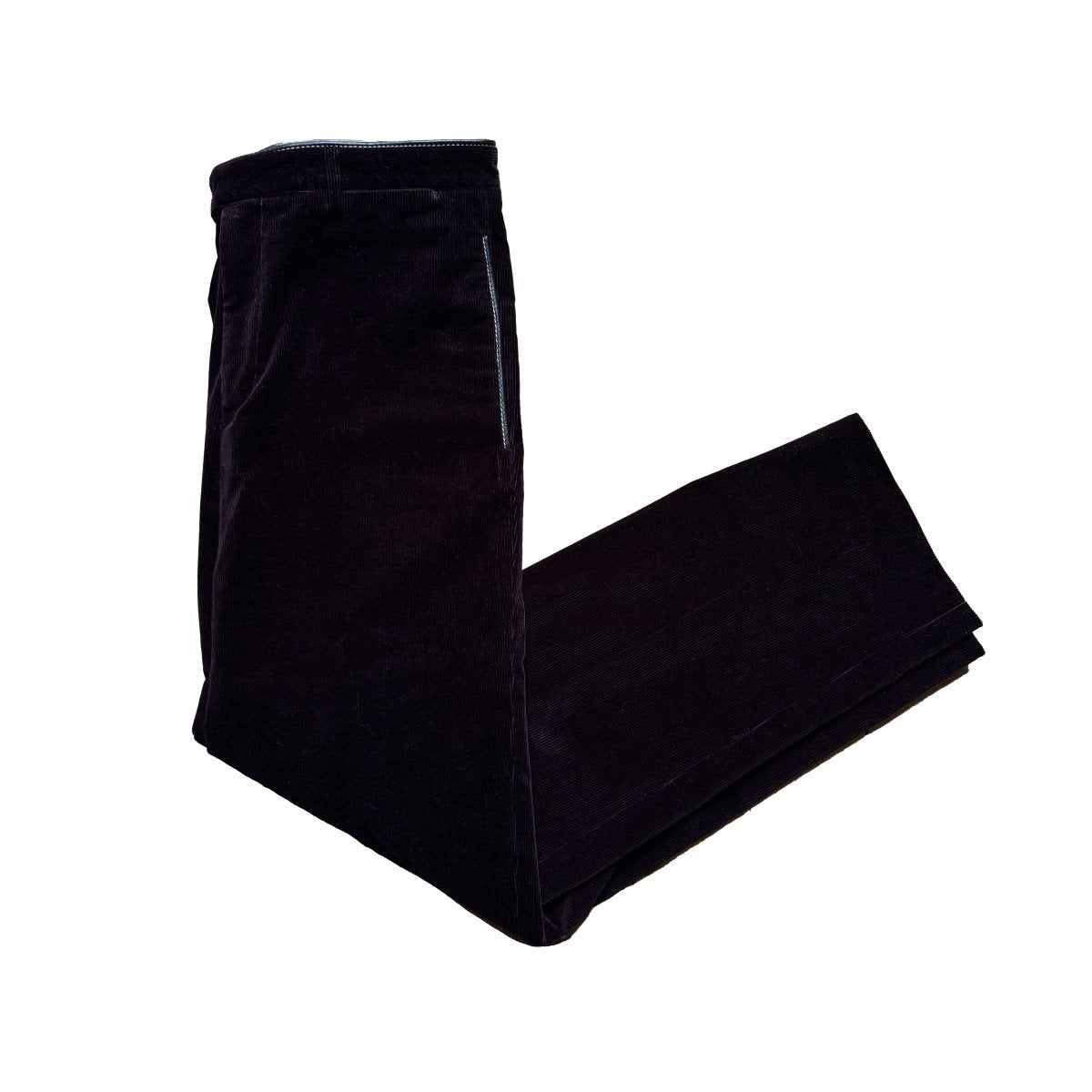 Pantalon Hermès en velours côtelé aubergine et finitions cuir - Le Beau Gustave