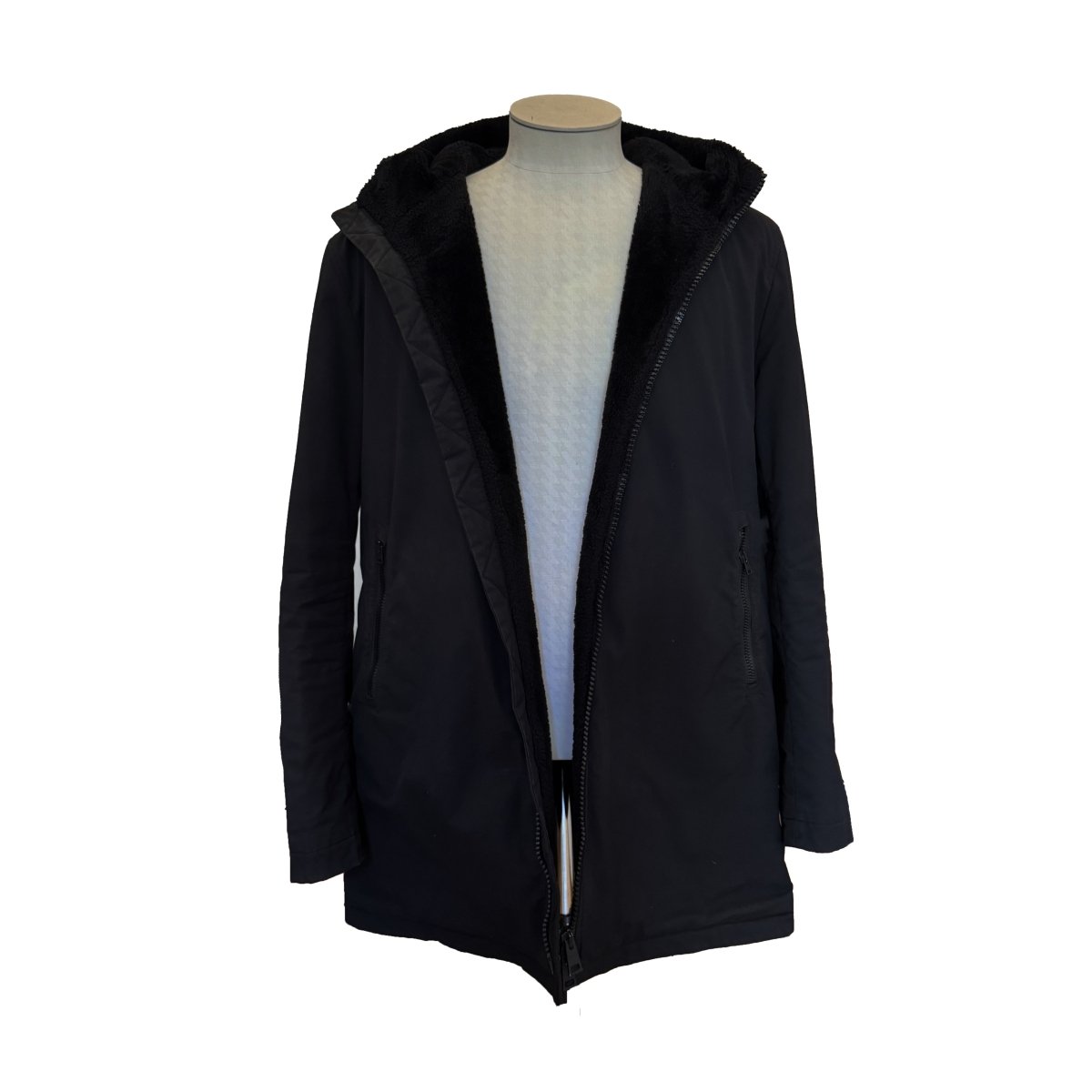 Parka Herno noire doublée façon fourrure - Le Beau Gustave