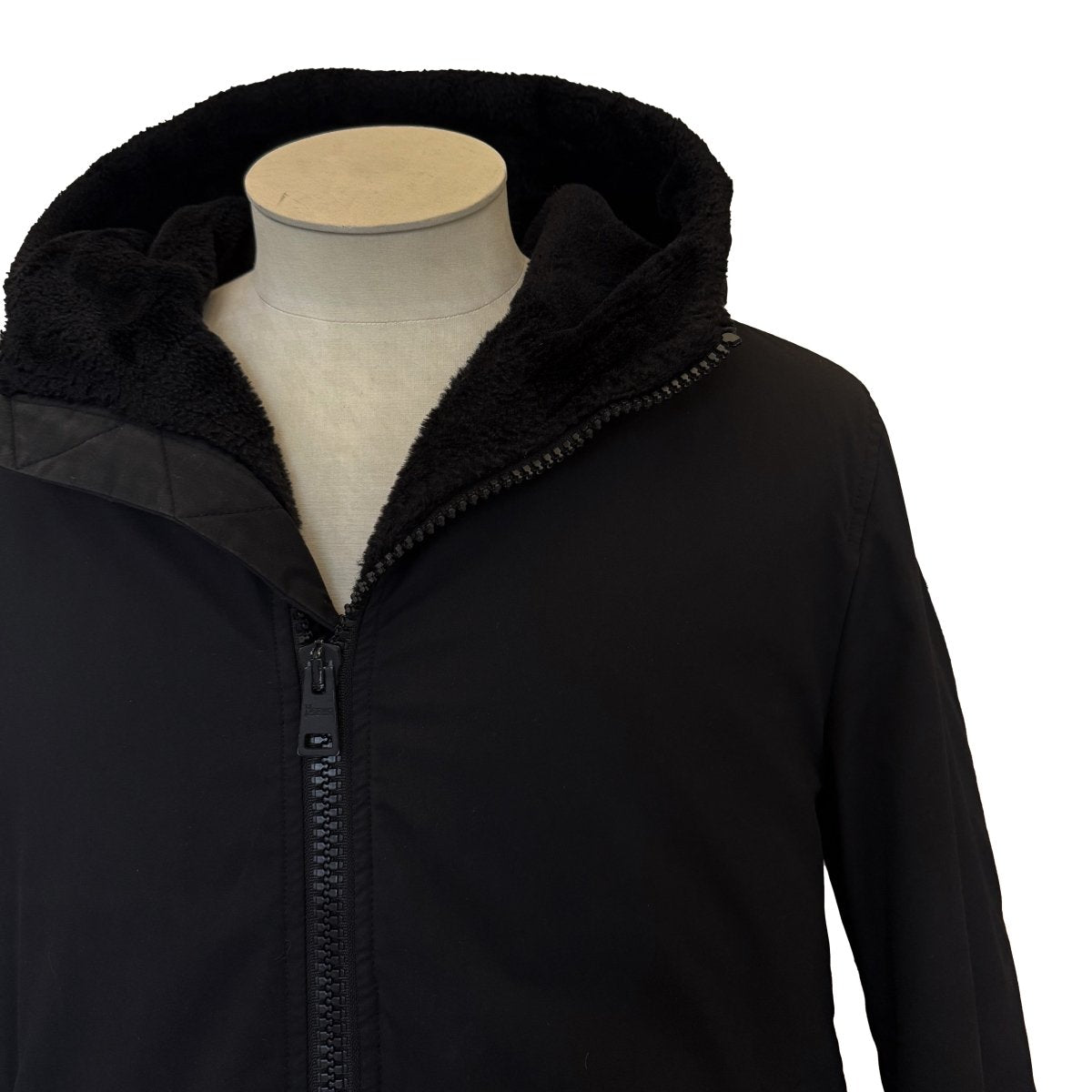 Parka Herno noire doublée façon fourrure - Le Beau Gustave