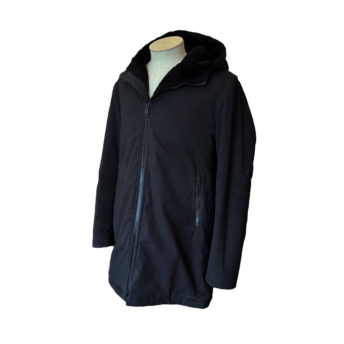 Parka Herno noire doublée façon fourrure - Le Beau Gustave
