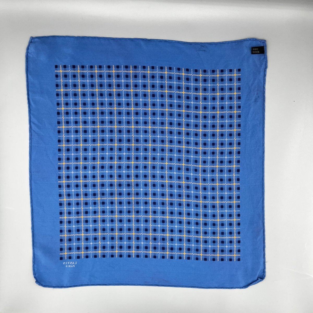 Pochette Lanvin bleu à motifs jaunes et marine - Le Beau Gustave