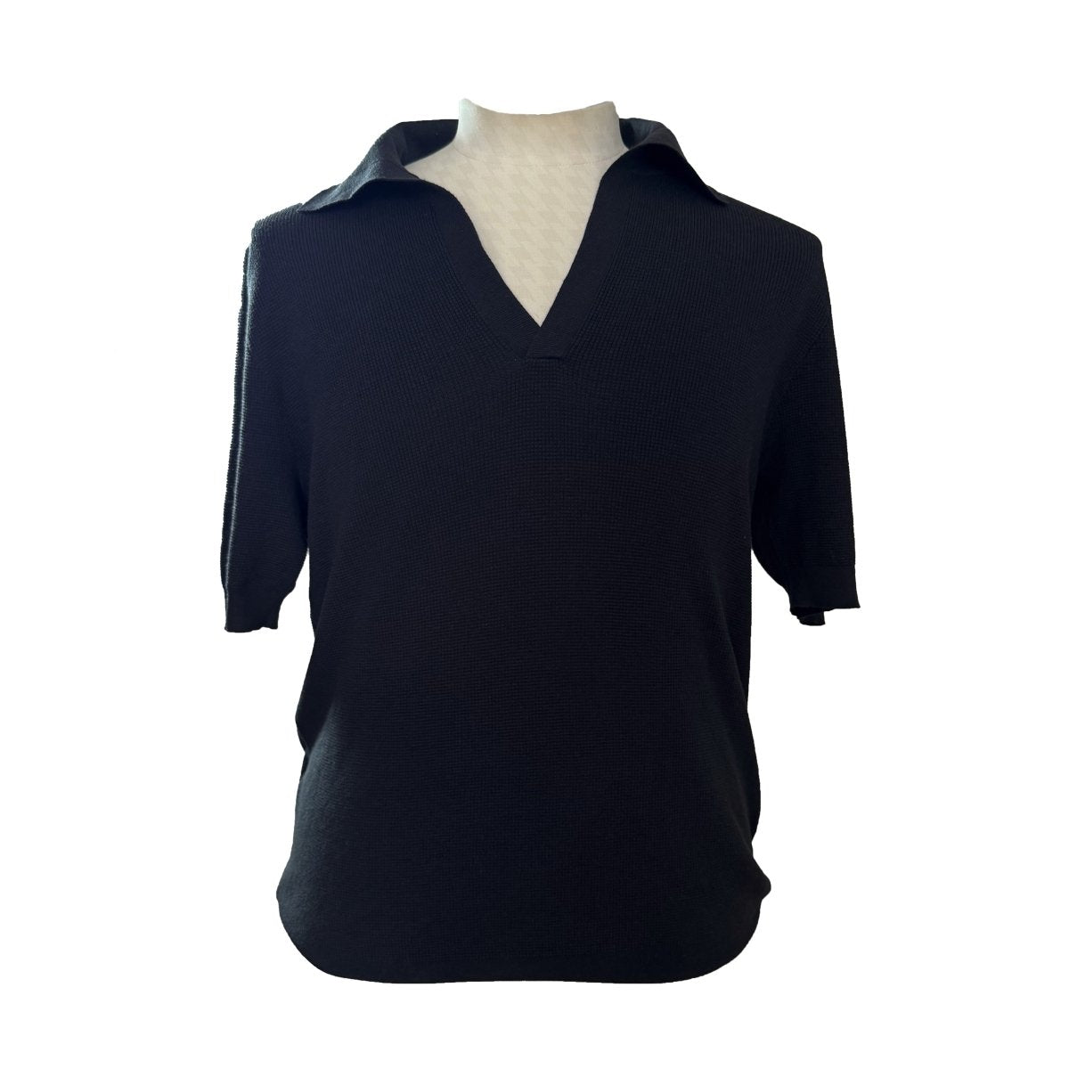 Polo Hermès vintage noir coton/cachemire - Le Beau Gustave
