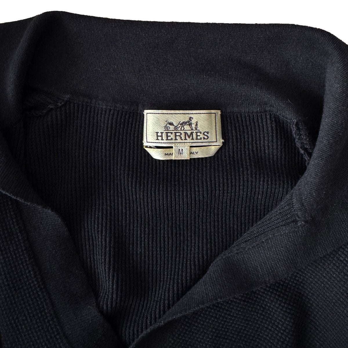 Polo Hermès vintage noir coton/cachemire - Le Beau Gustave