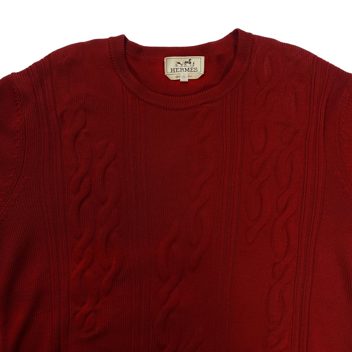 Pull Hermès rouge motifs torsadés - Le Beau Gustave