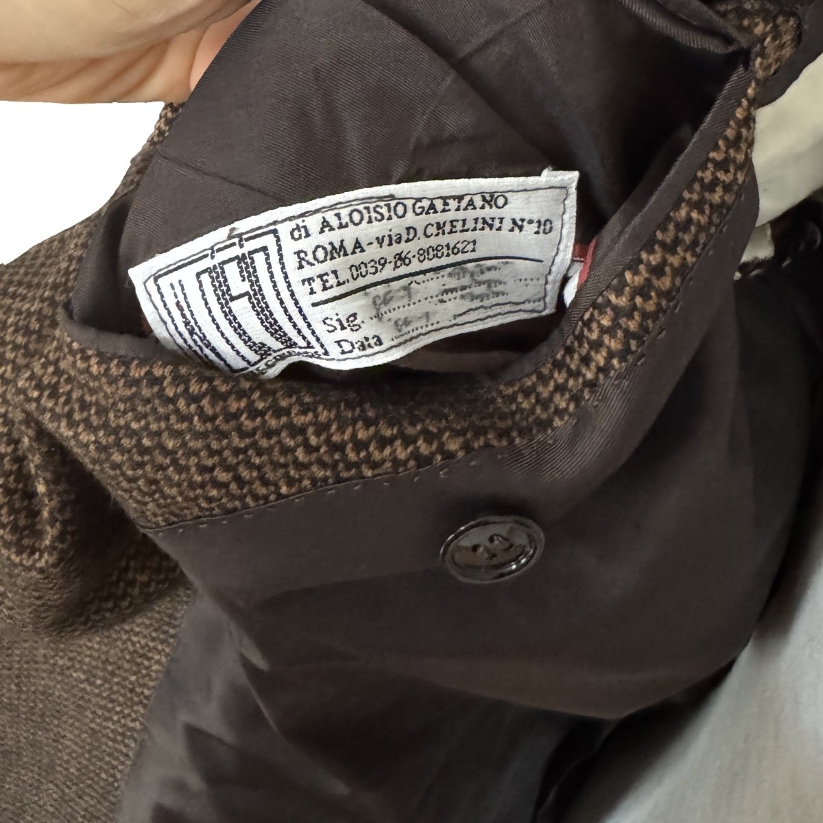 Veste chinée sur mesure Gaetano Aloisio Roma marron - Le Beau Gustave
