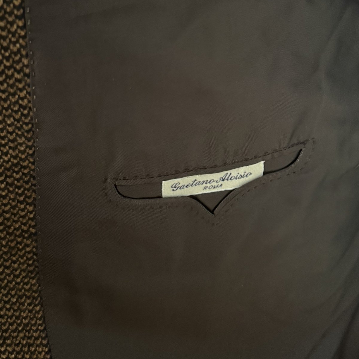 Veste chinée sur mesure Gaetano Aloisio Roma marron - Le Beau Gustave