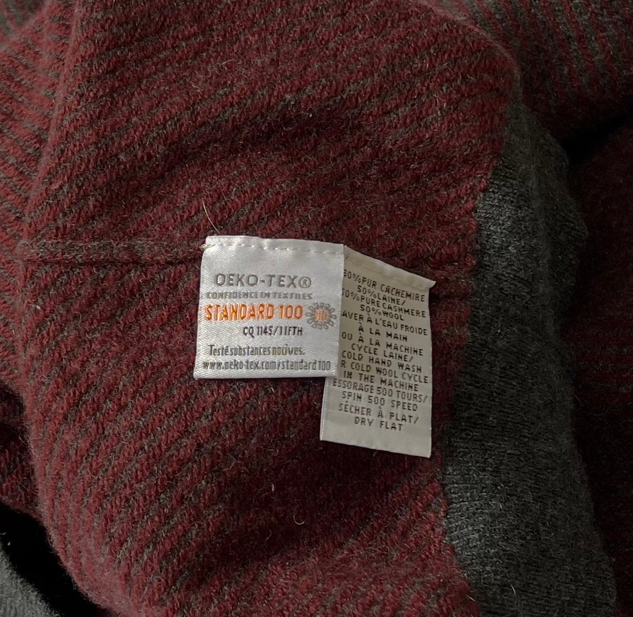 Eric Bompard gray & red sweater