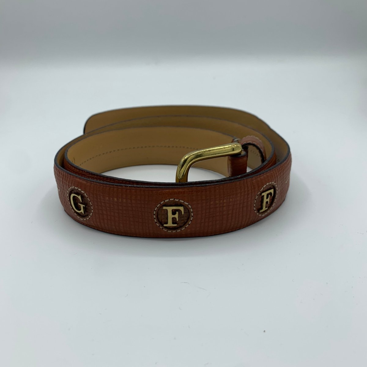 Ceinture cuir Gian Franco Ferré à détails dorés - Le Beau Gustave