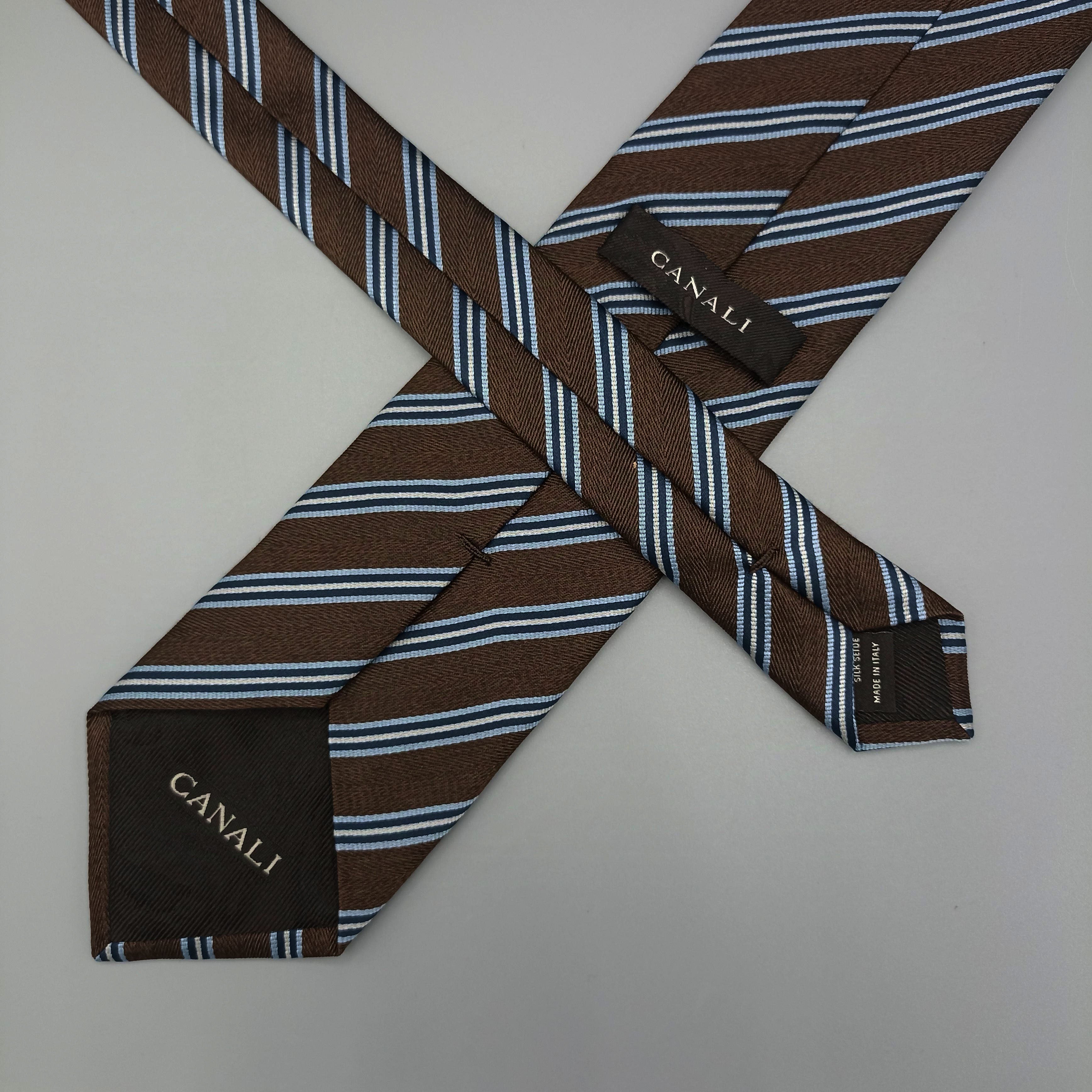Cravate Canali Bleue et Marron