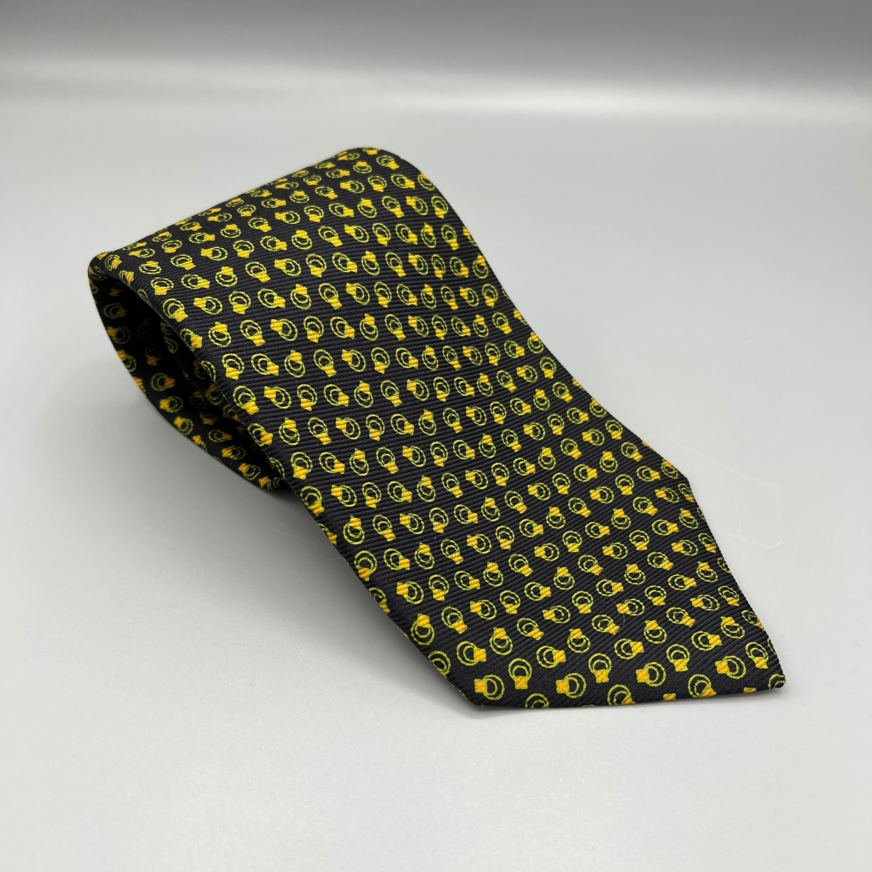 Cravate noire et verte Kiton