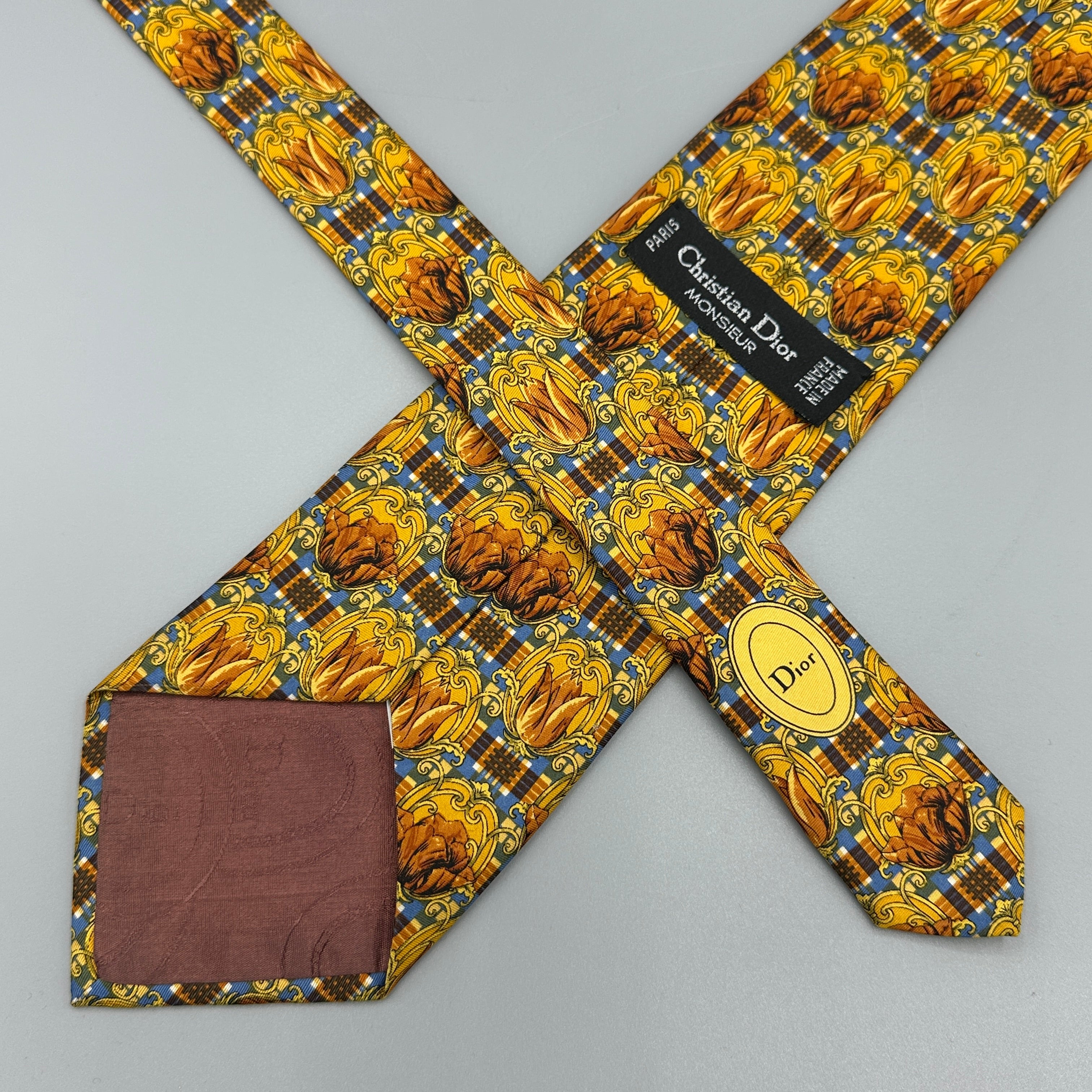 Cravate Dior jaune et bleue