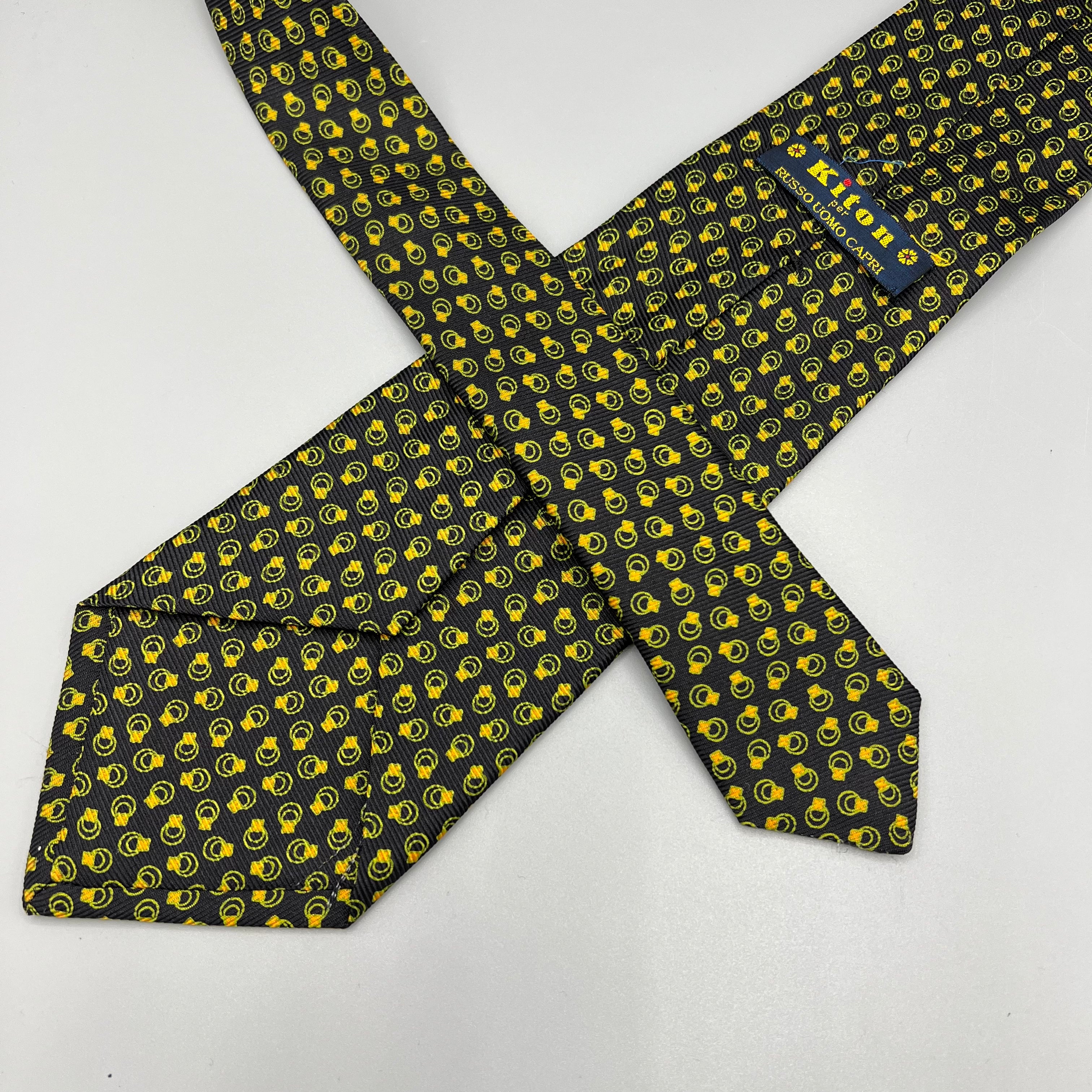 Cravate noire et verte Kiton