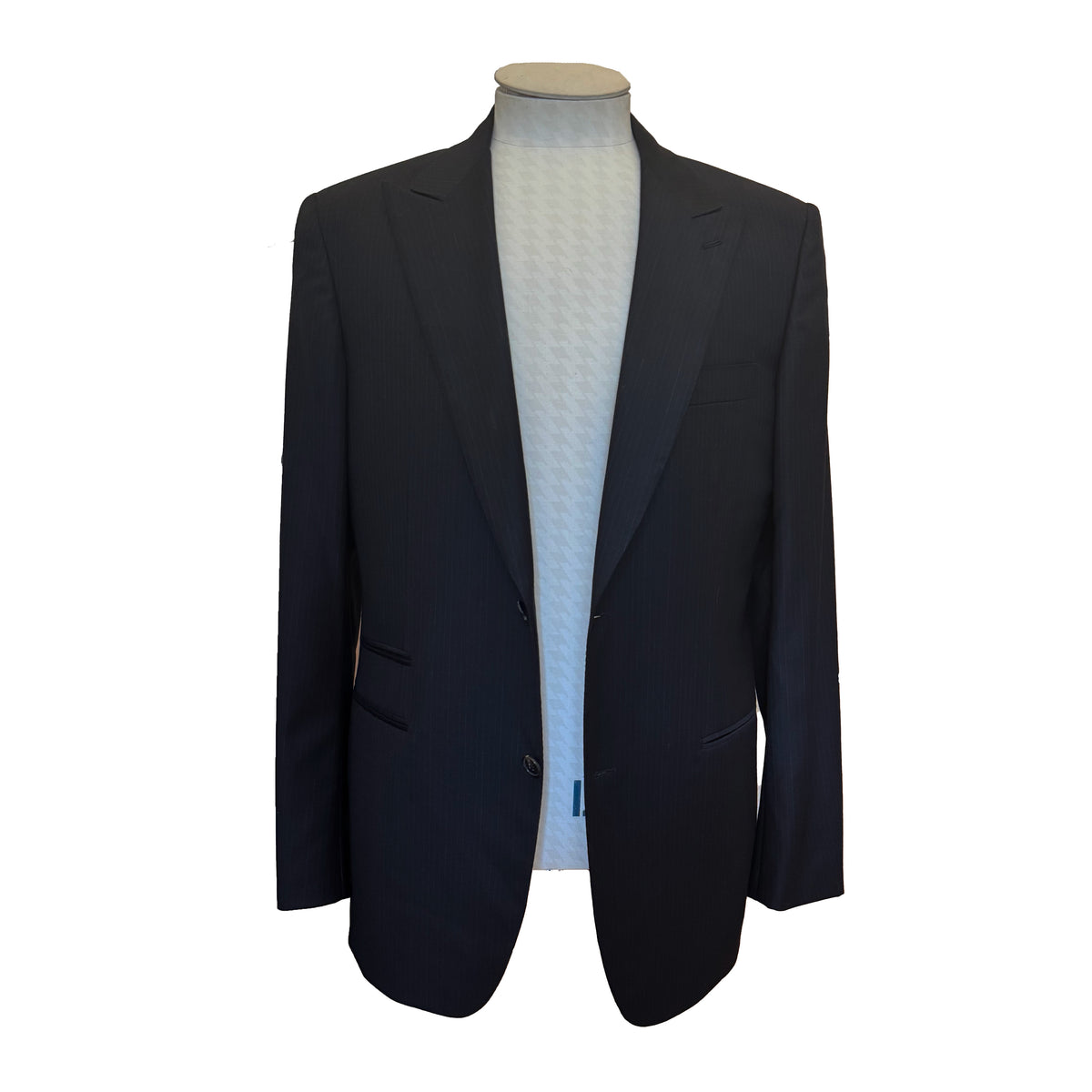 Costume 2 pièces Hermès marine à fines rayures colorées