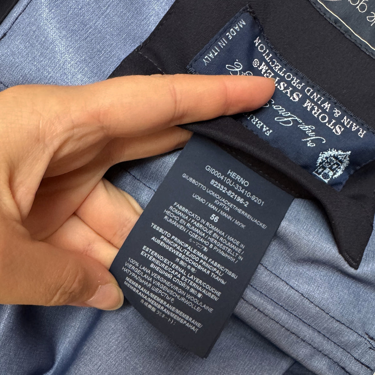 Blouson Herno Loro Piana Storm System bleu marine