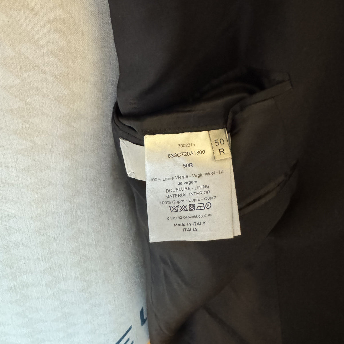 Costume Dior noir en laine vierge