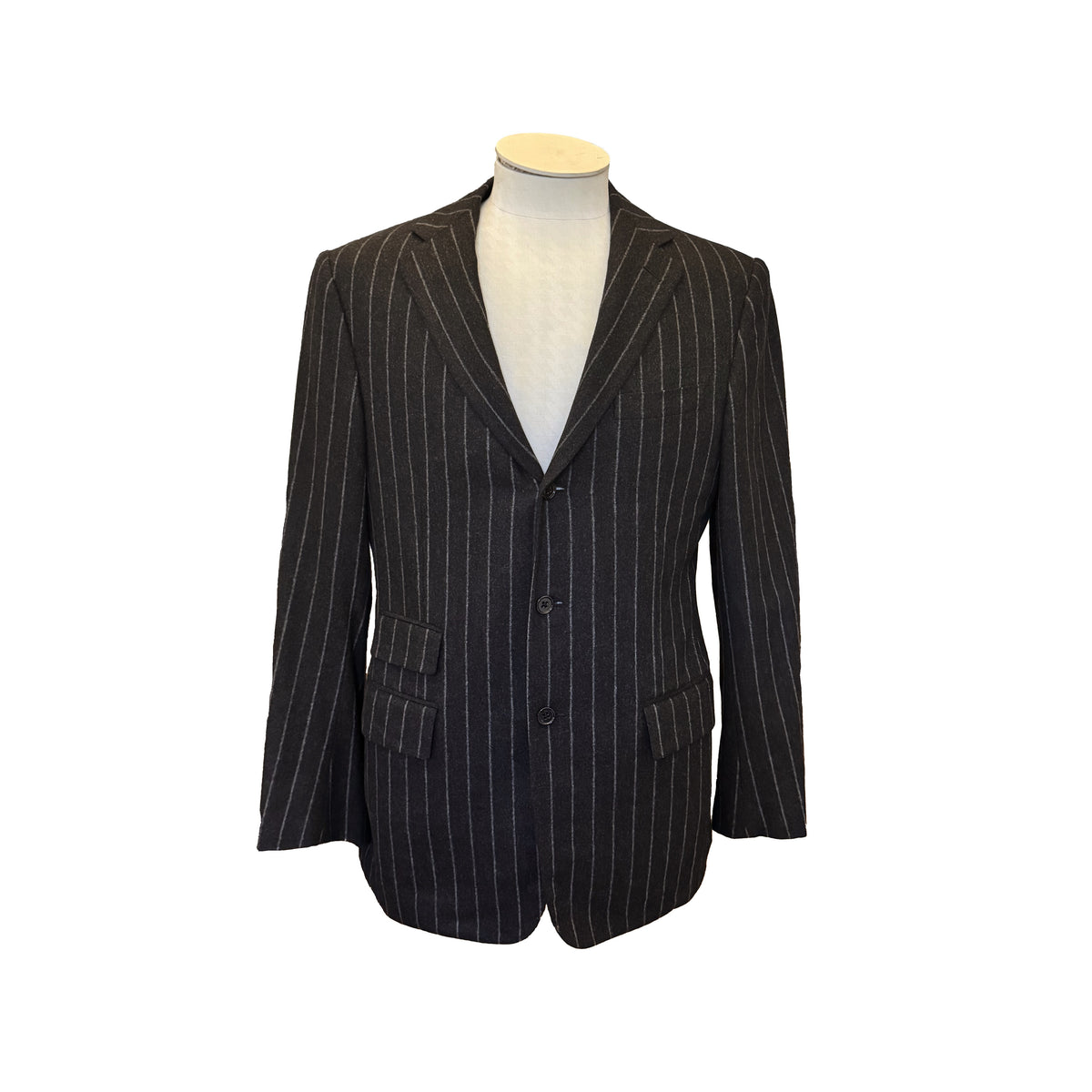 Costume 2 pièces Ralph Lauren Purple Label gris anthracite à rayure craie