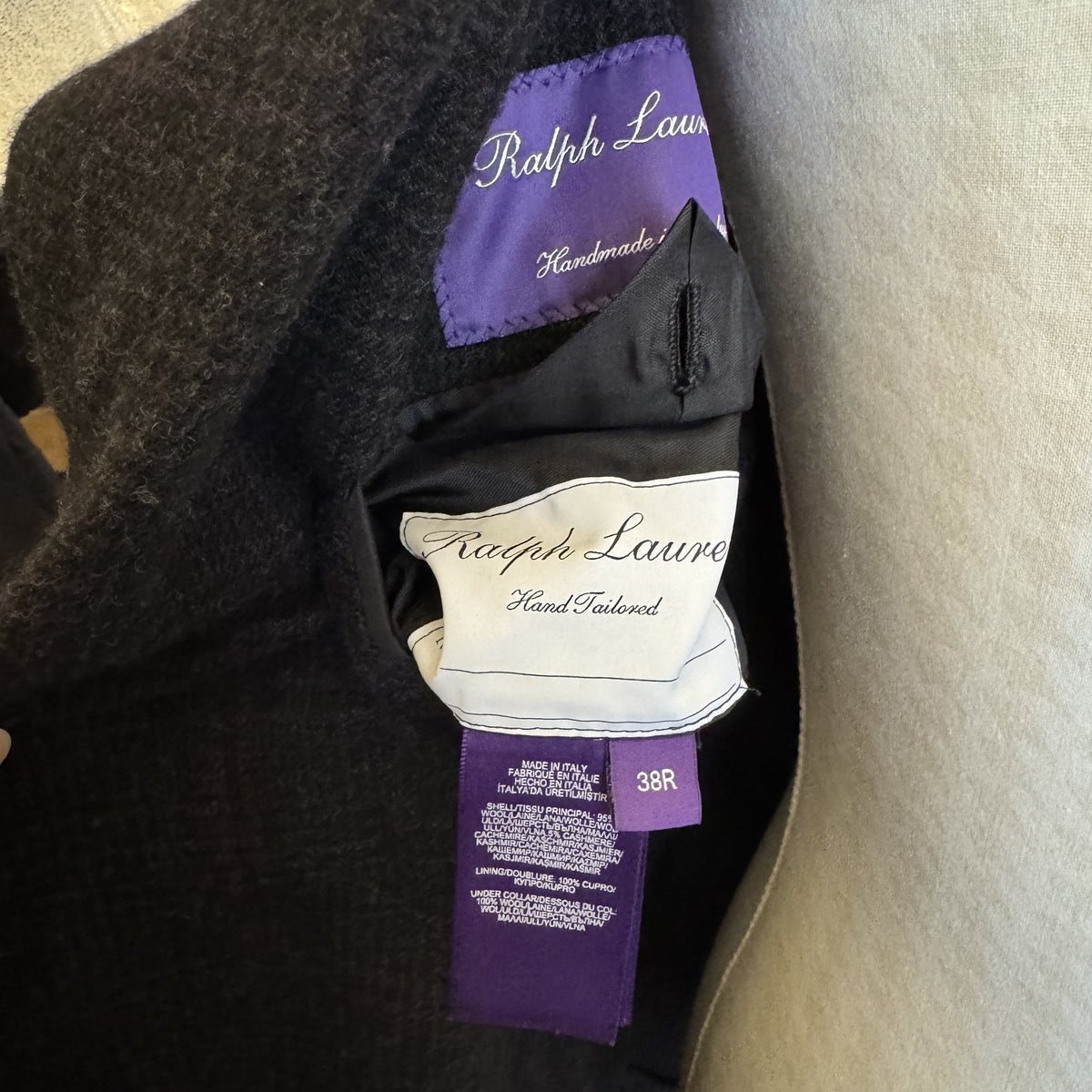 Costume 2 pièces Ralph Lauren Purple Label anthracite à motif quadrillé