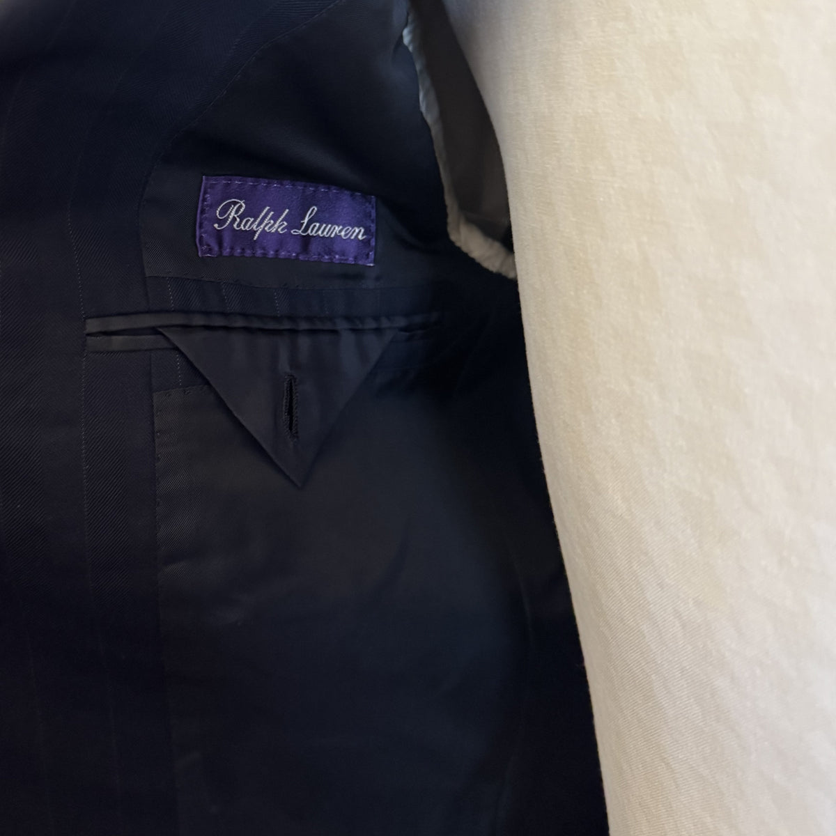 Costume 2 pièces Ralph Lauren Purple Label bleu anthracite à fines rayures