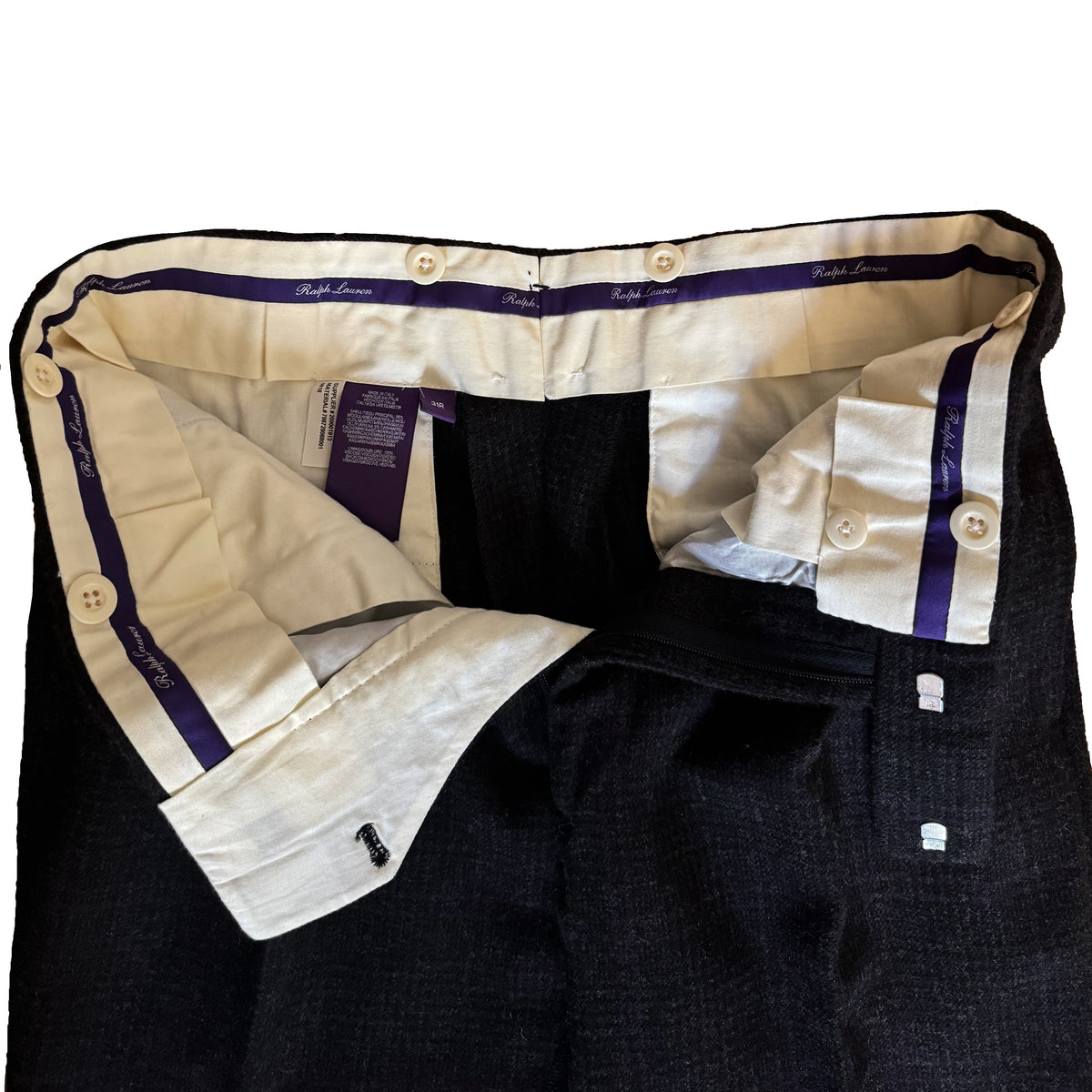 Costume 2 pièces Ralph Lauren Purple Label anthracite à motif quadrillé