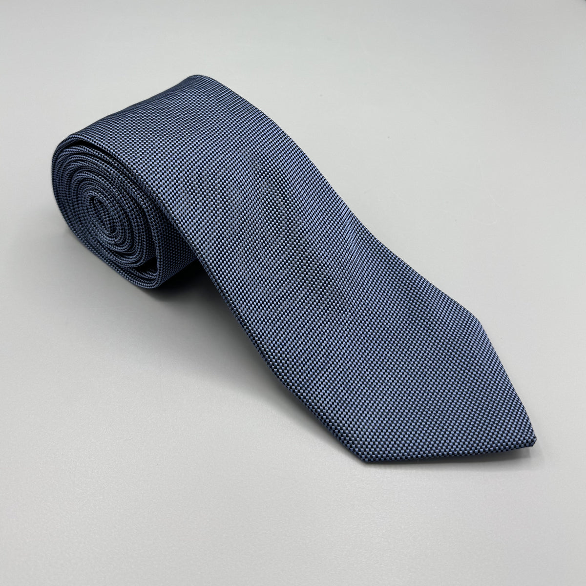Cravate Marcel Rochas bleu gris à micro-motif texturé