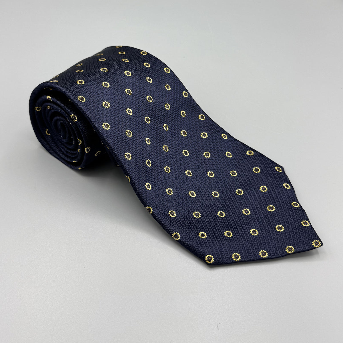 Cravate Stefano Ricci bleu marine à motif foral doré