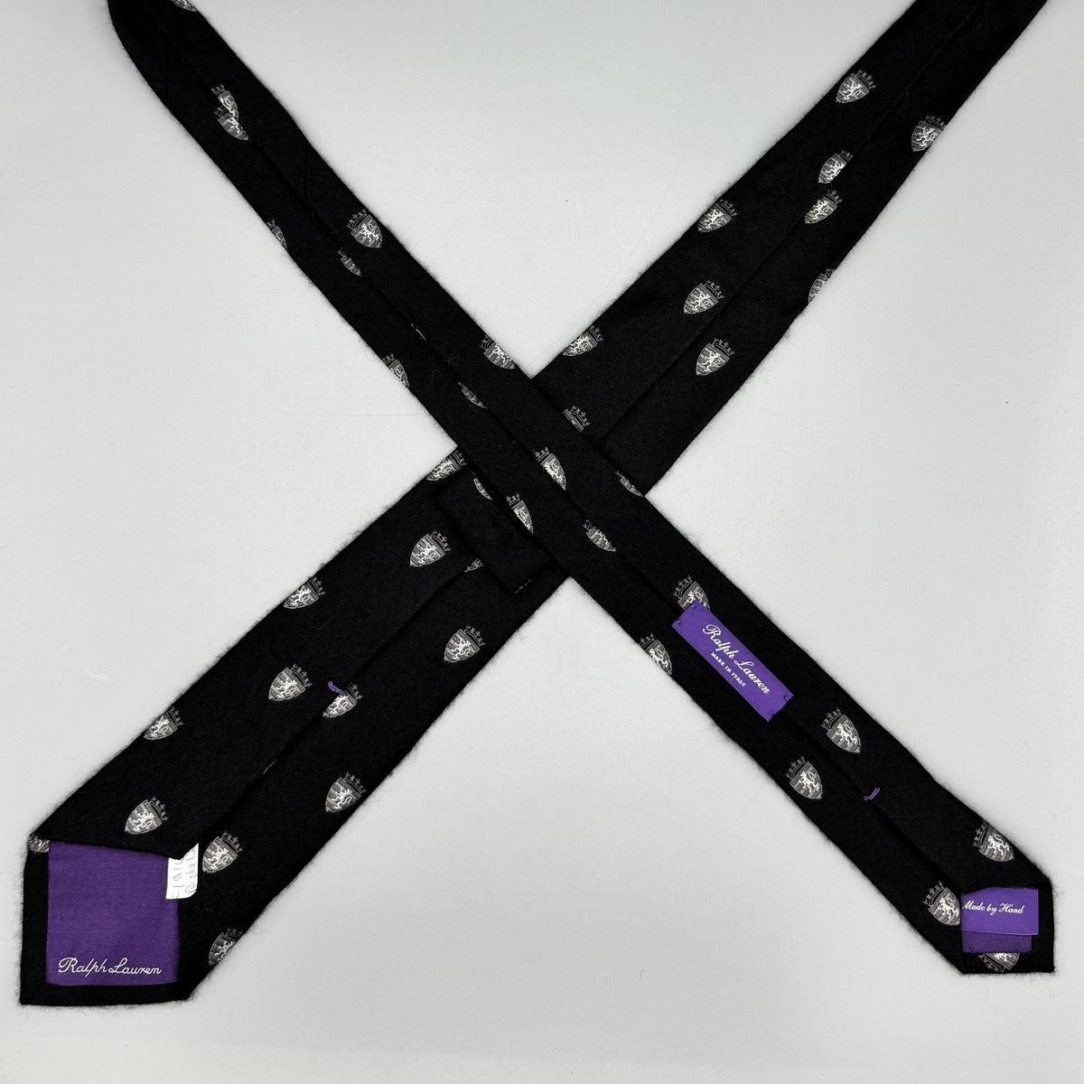 Cravate Ralph Lauren Purple Label noire à motif héraldique