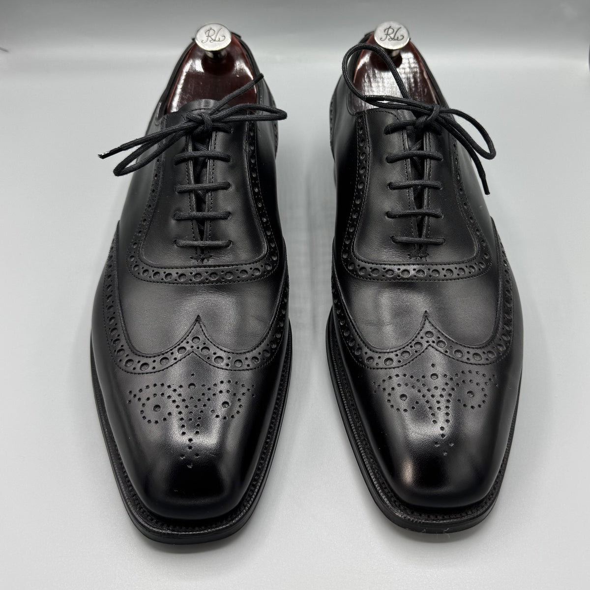 Richelieus neufs Purple Label Ralph Lauren noirs à bout golf brogue et fleuri