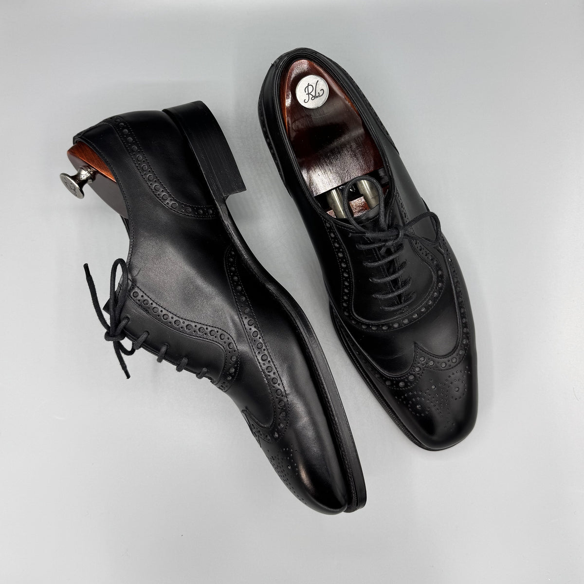 Richelieus neufs Purple Label Ralph Lauren noirs à bout golf brogue et fleuri