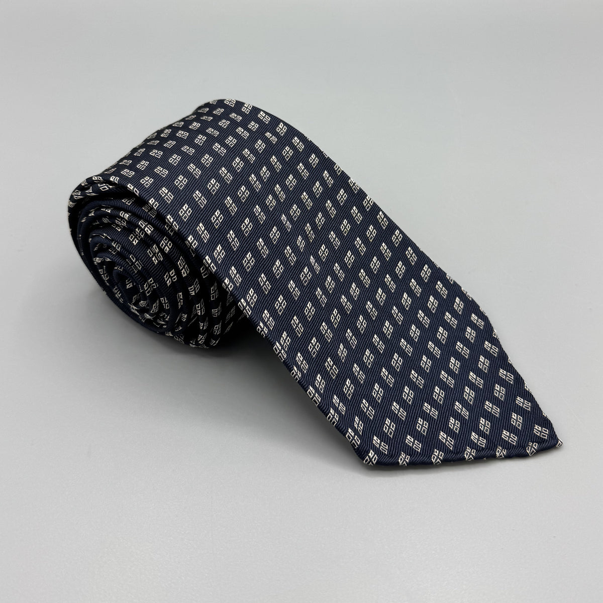 Cravate Purple Label Ralph Lauren Vintage Collection bleu marine à motifs écrus