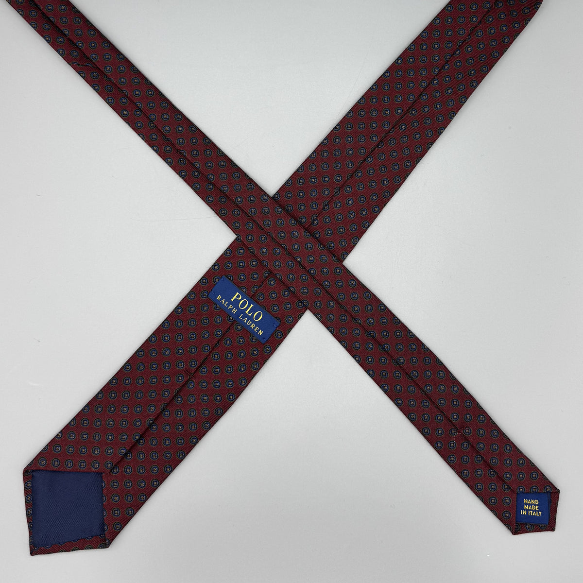 Cravate Polo Ralph Lauren bordeaux à petits motifs géométriques