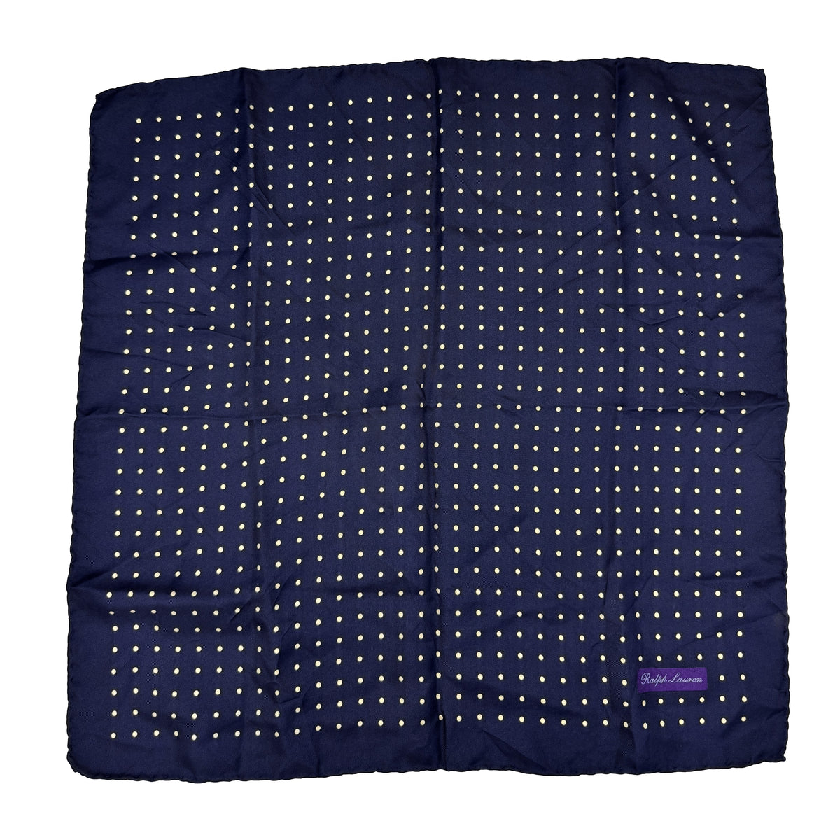 Pochette en soie Purple Label Ralph Lauren bleu marine à pois blancs