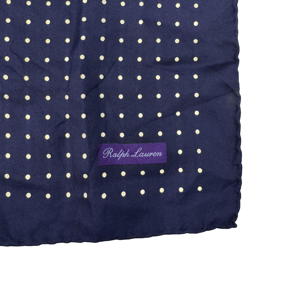 Pochette en soie Purple Label Ralph Lauren bleu marine à pois blancs