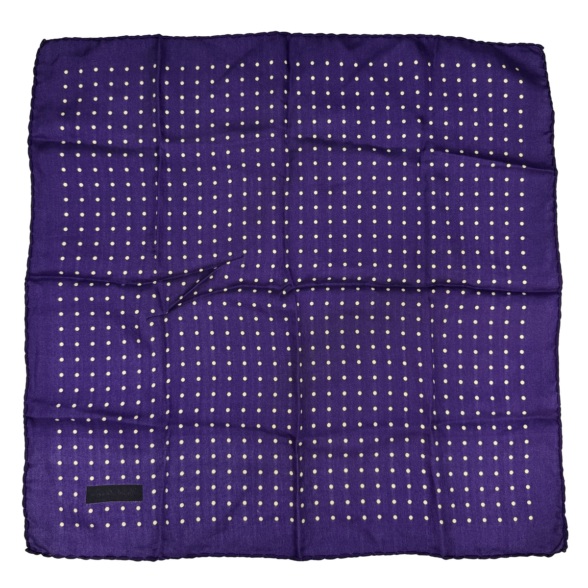 Pochette en soie Black Label Ralph Lauren violet foncé à pois blancs