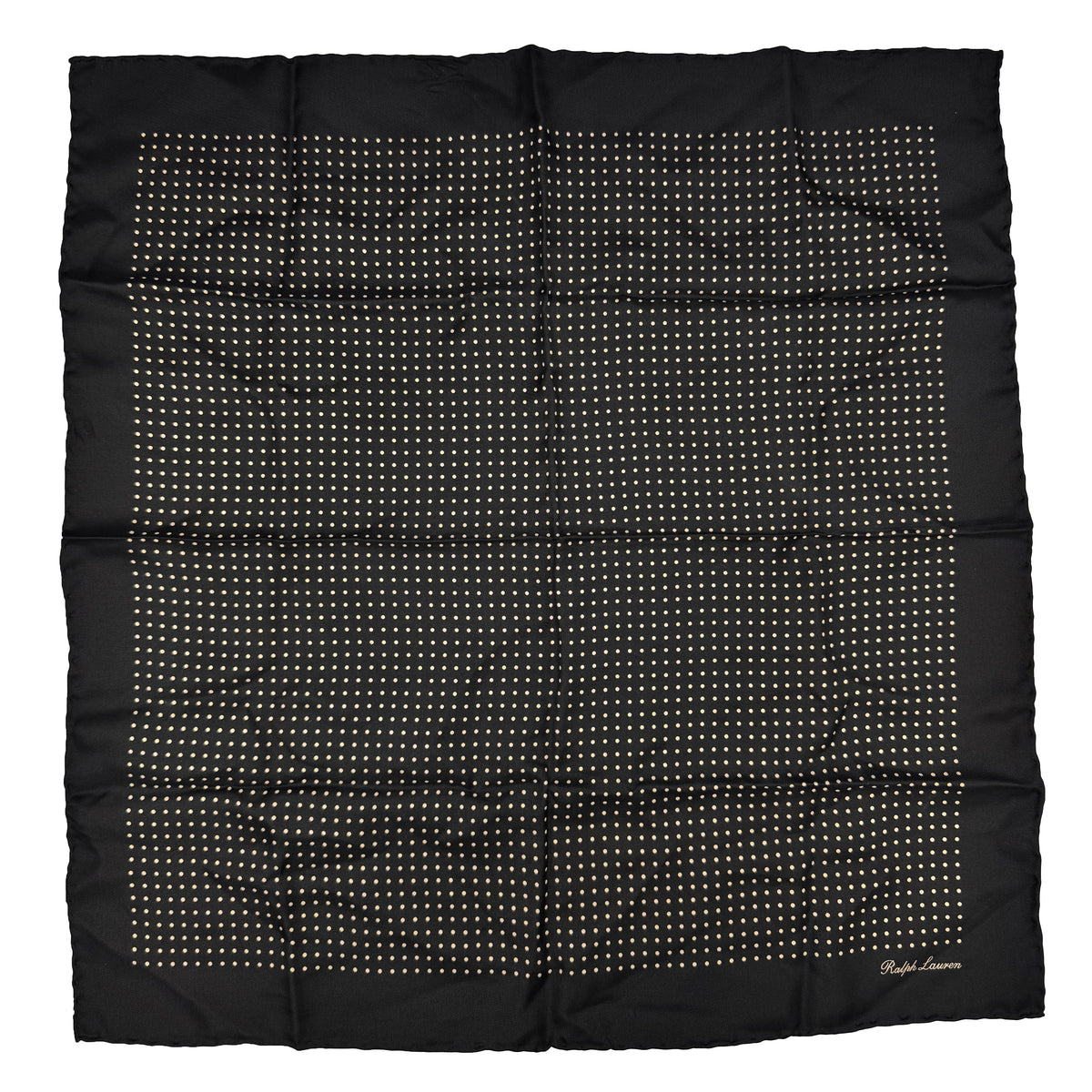 Pochette en soie Ralph Lauren noire à petits pois écrus