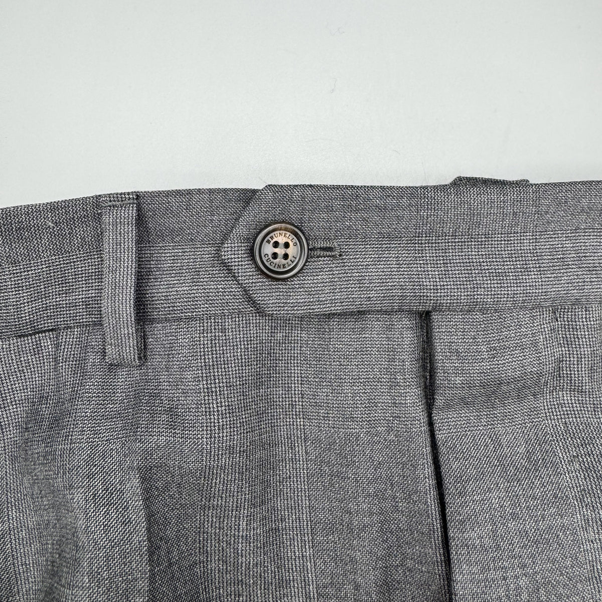 Costume 2 pièces Brunello Cucinelli gris à motif carreaux ton sur ton