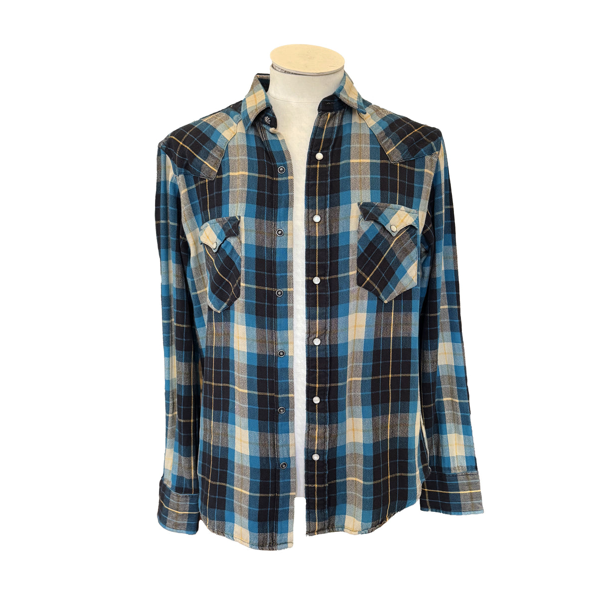 Chemise western RRL Ralph Lauren bleue à carreaux