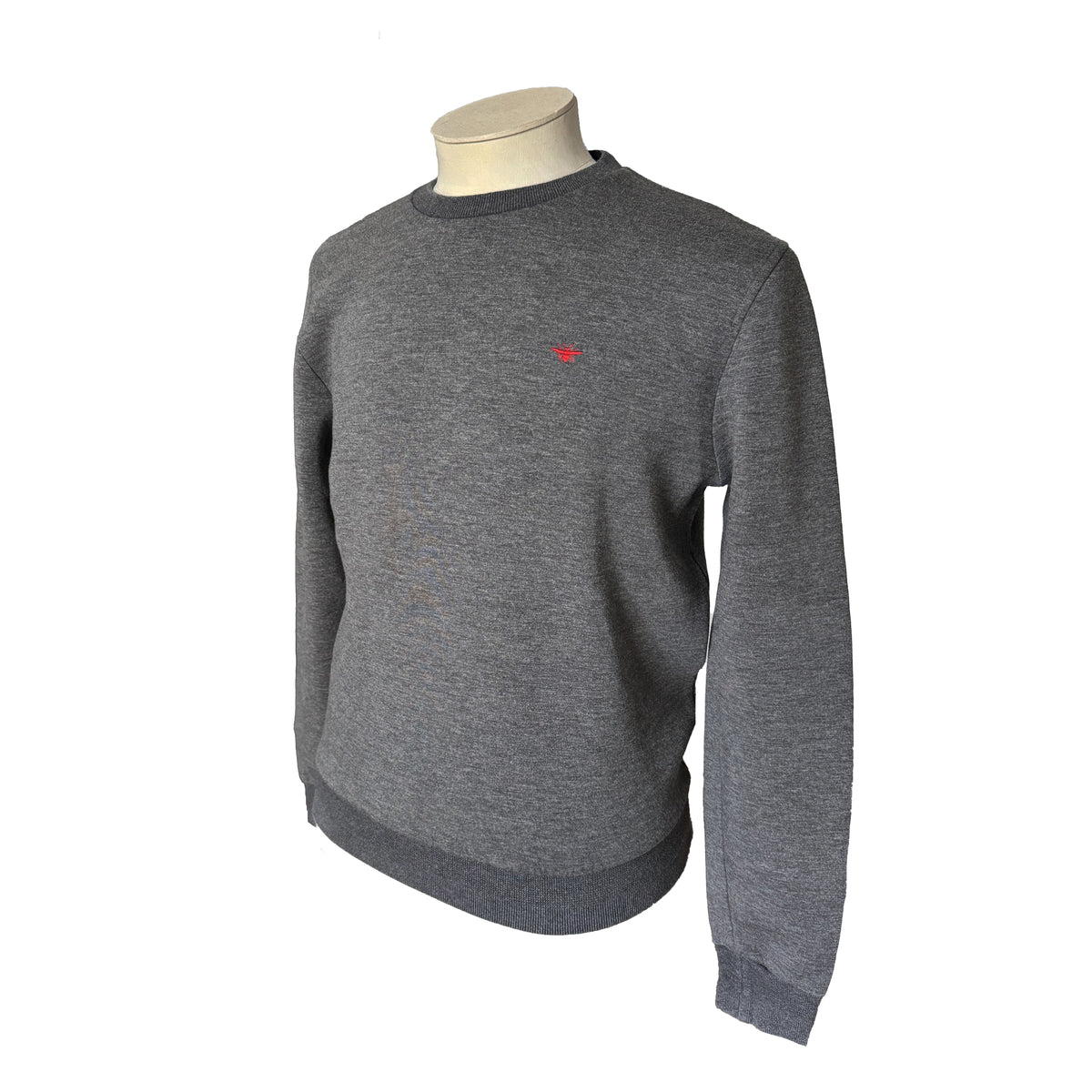 Sweat Dior gris chiné avec abeille rouge brodée