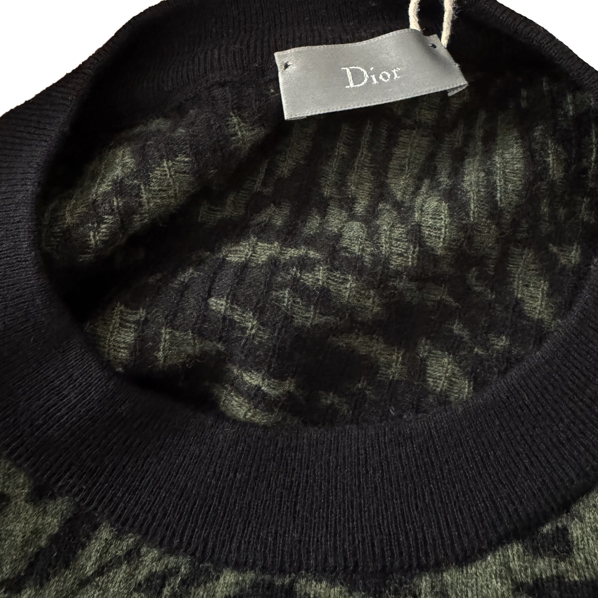 Pull Dior noir et kaki 100% laine vierge