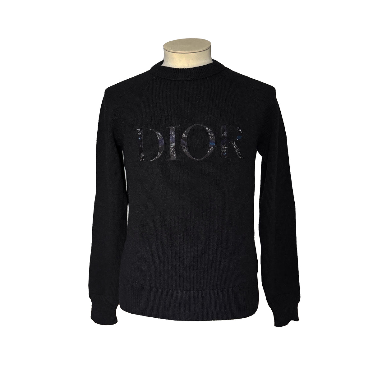 Pull Dior noir en laine vierge avec logo brodé