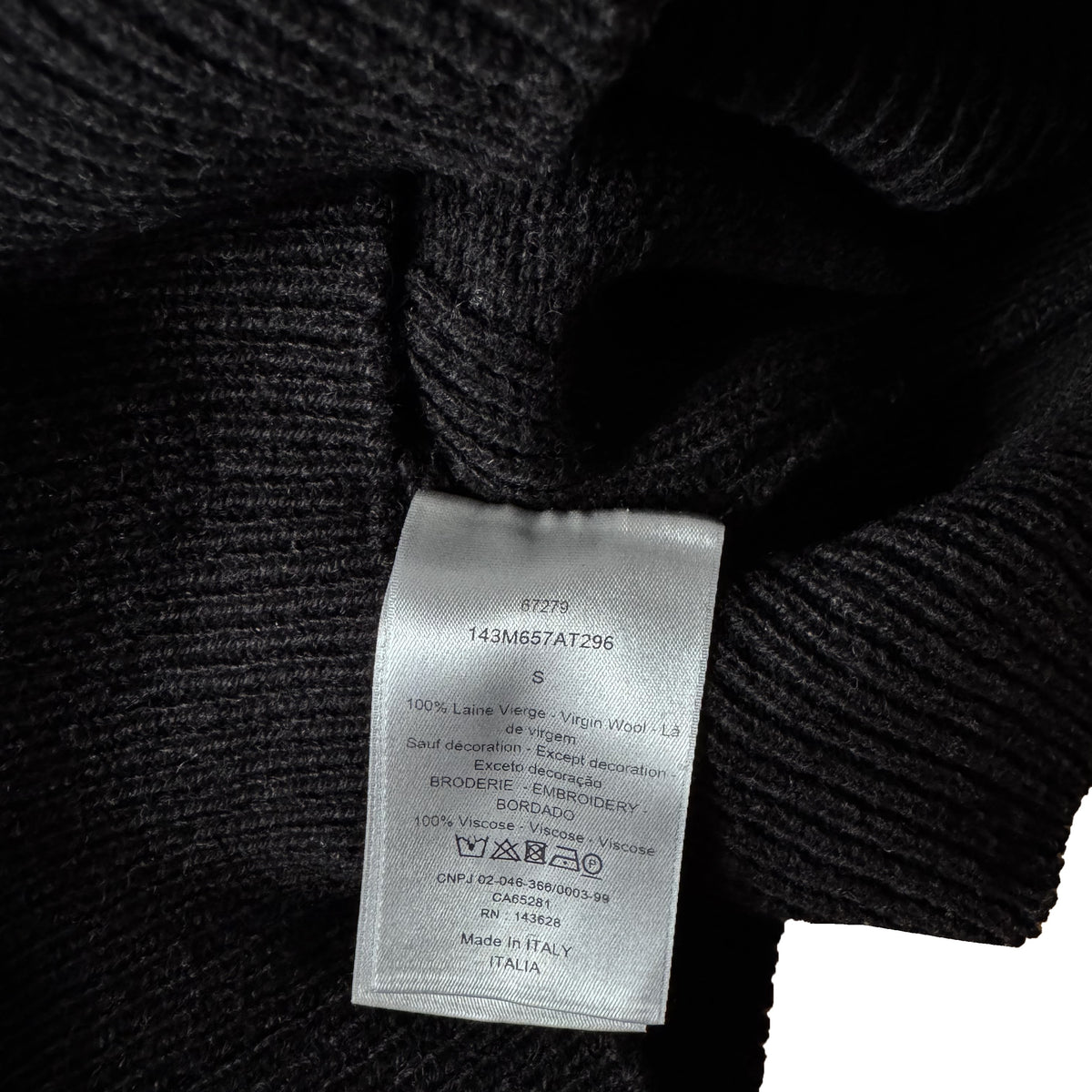 Pull Dior noir en laine vierge avec logo brodé