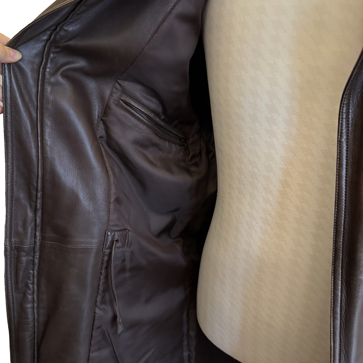 Manteau Séraphin en cuir d'agneau marron