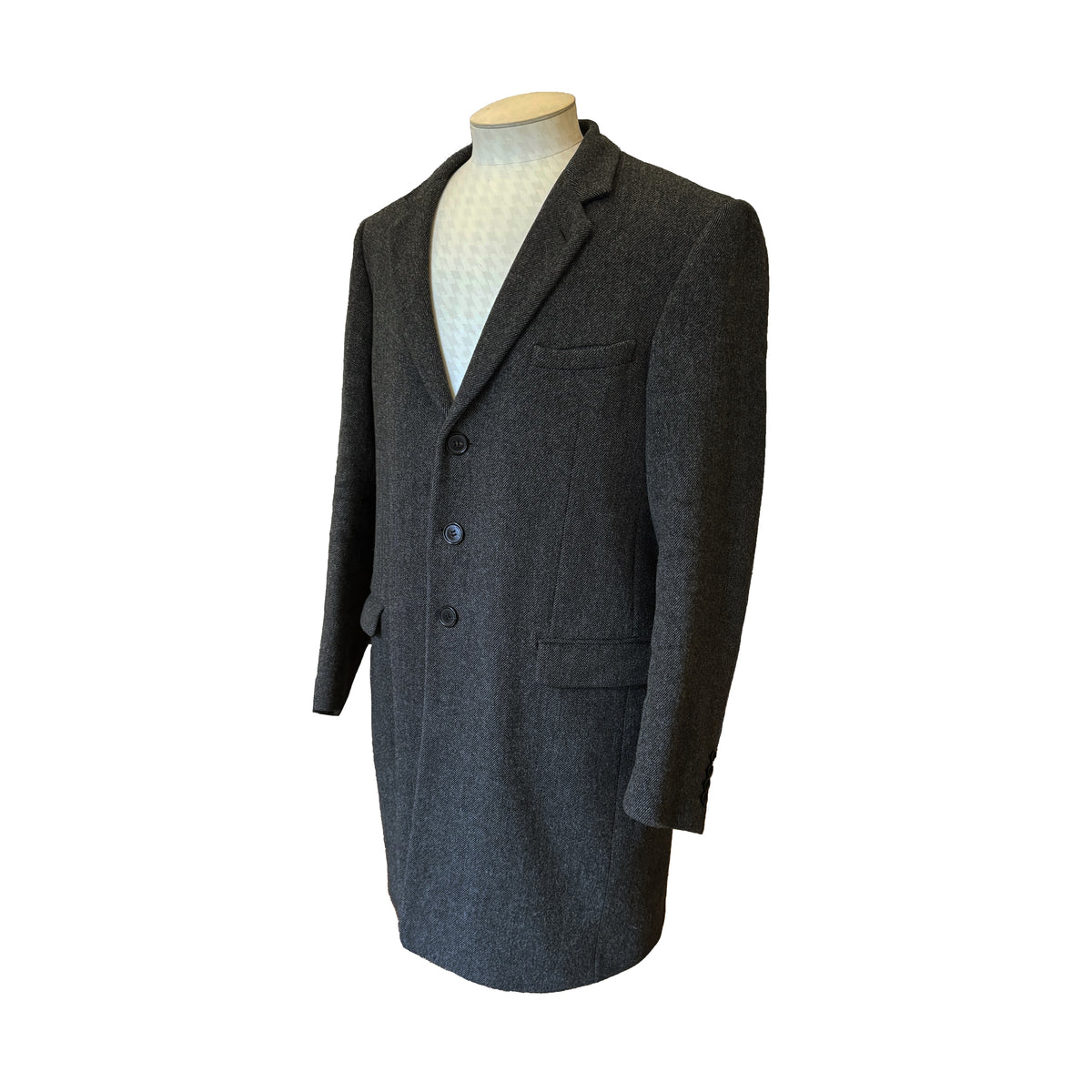 Manteau Dior mi-long gris chiné en laine