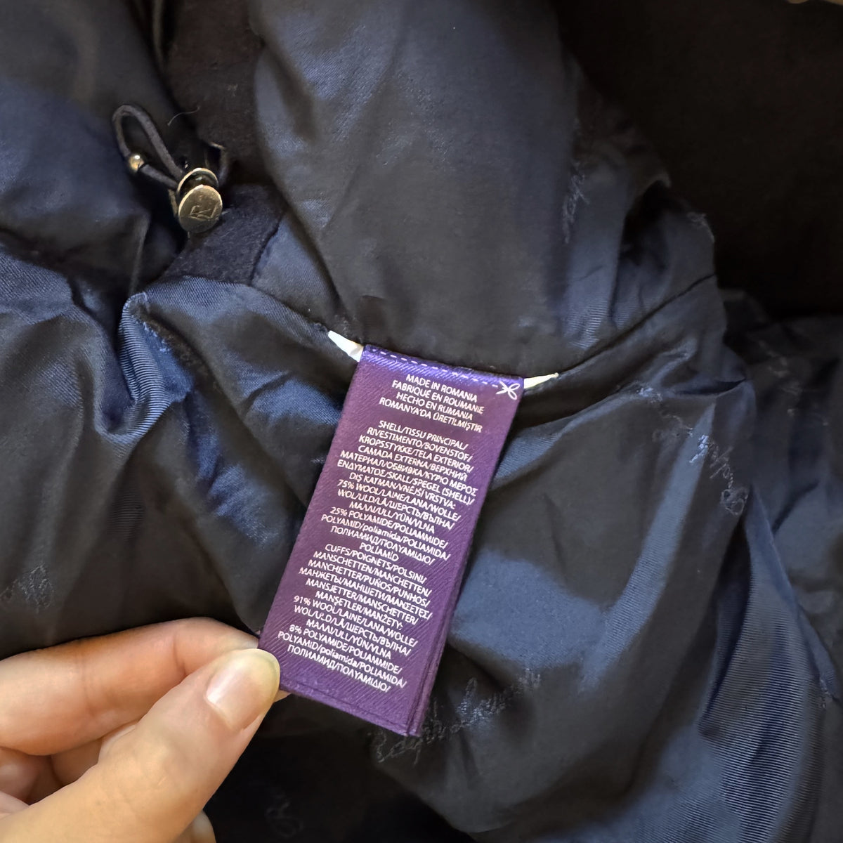 Doudoune Ralph Lauren Purple Label bleu marine à capuche