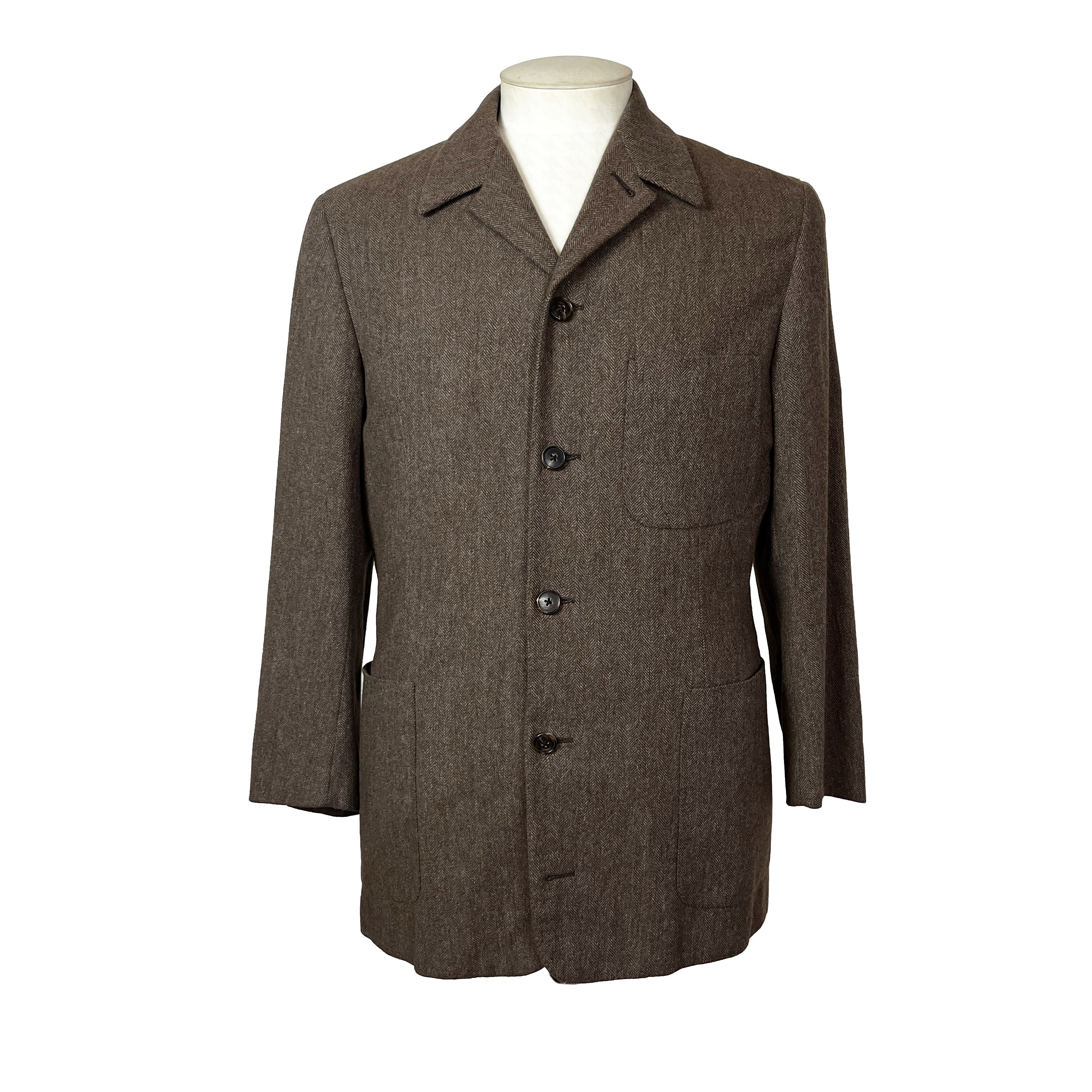 Chemise Hermès 4 boutons en laine et angora marron clair