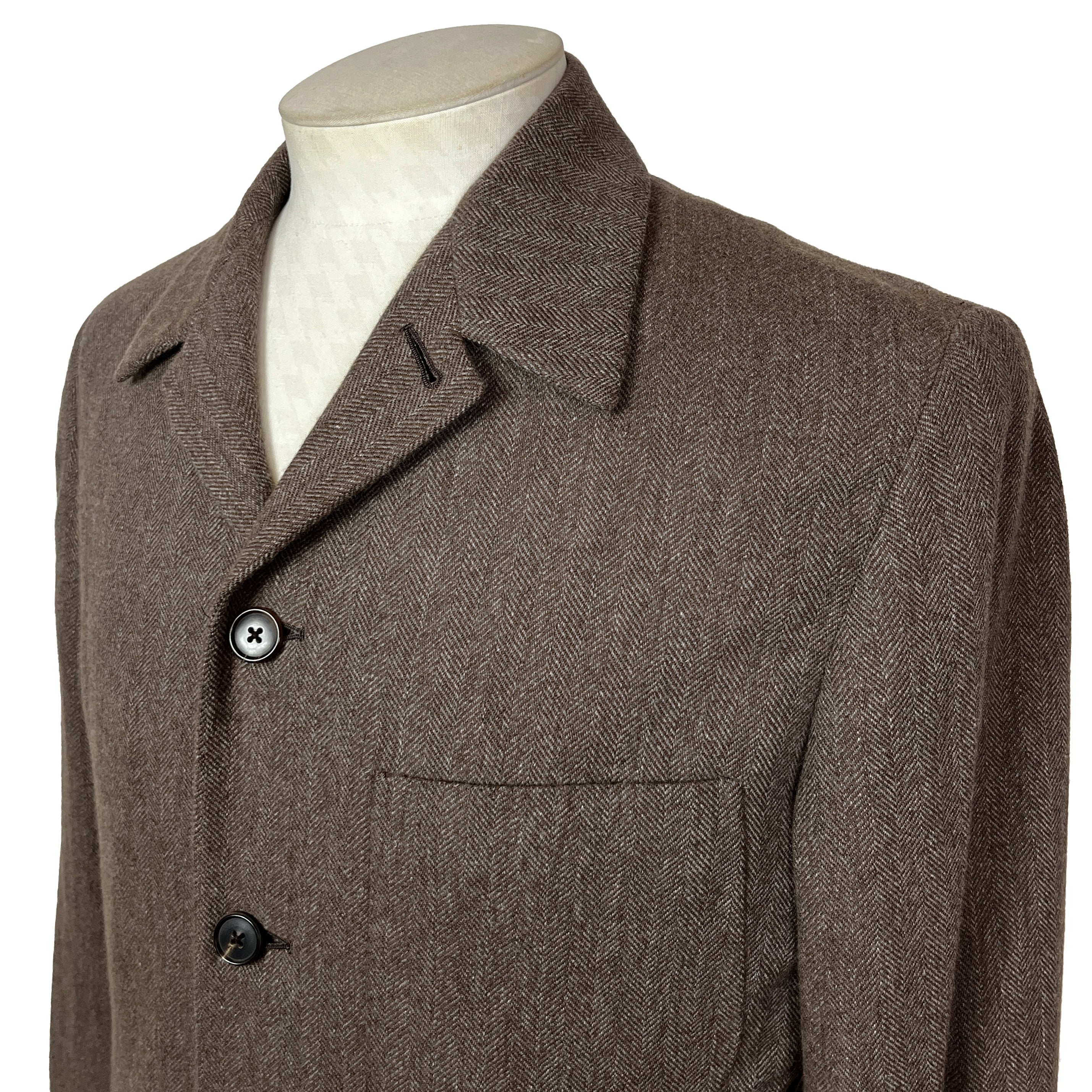Chemise Hermès 4 boutons en laine et angora marron clair